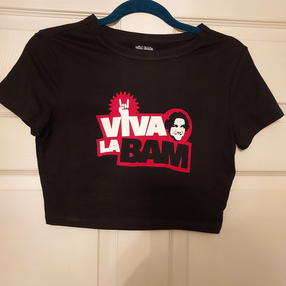 Viva La Bam Black Graphic Crop Tank Top - Picture 3 of 5